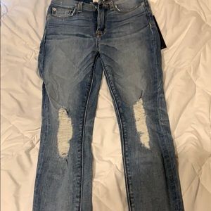 Hudson high rise with rips skinny jeans